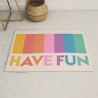Vintage Rainbow Have Fun Text Rug Gallery Image 1
