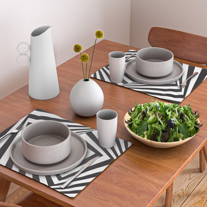 Black And  White Pop Art Optical Illusion Placemat Gallery Image 2