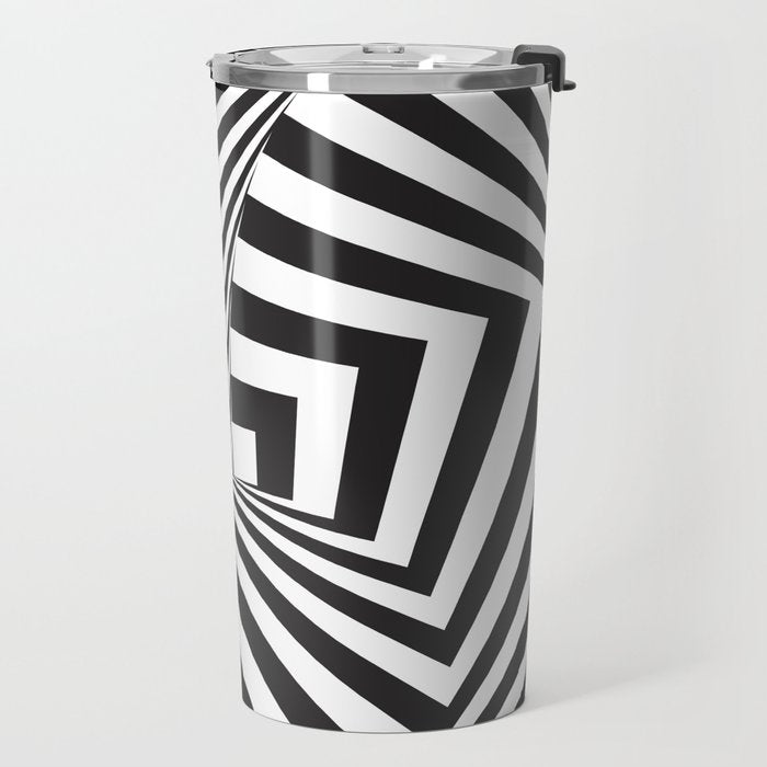 Black And  White Pop Art Optical Illusion Travel Mug Gallery Image 2