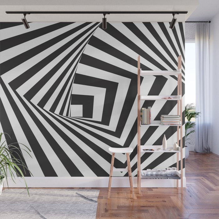 Black And  White Pop Art Optical Illusion Wall Mural Gallery Image 1