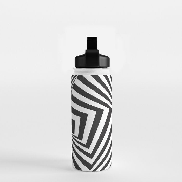 Black And  White Pop Art Optical Illusion Water Bottle Gallery Image 2
