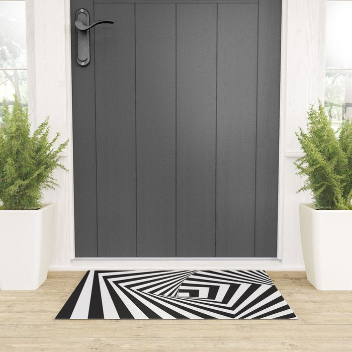 Black And  White Pop Art Optical Illusion Welcome Mat Gallery Image 3