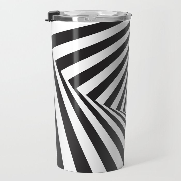 Black And  White Pop Art Optical Illusion Travel Mug Gallery Image 3