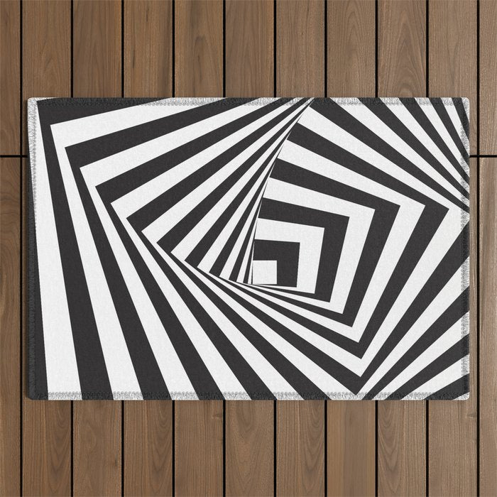 Black And  White Pop Art Optical Illusion Outdoor Rug Gallery Image 1