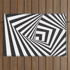 Black And  White Pop Art Optical Illusion Outdoor Rug Gallery Image 1