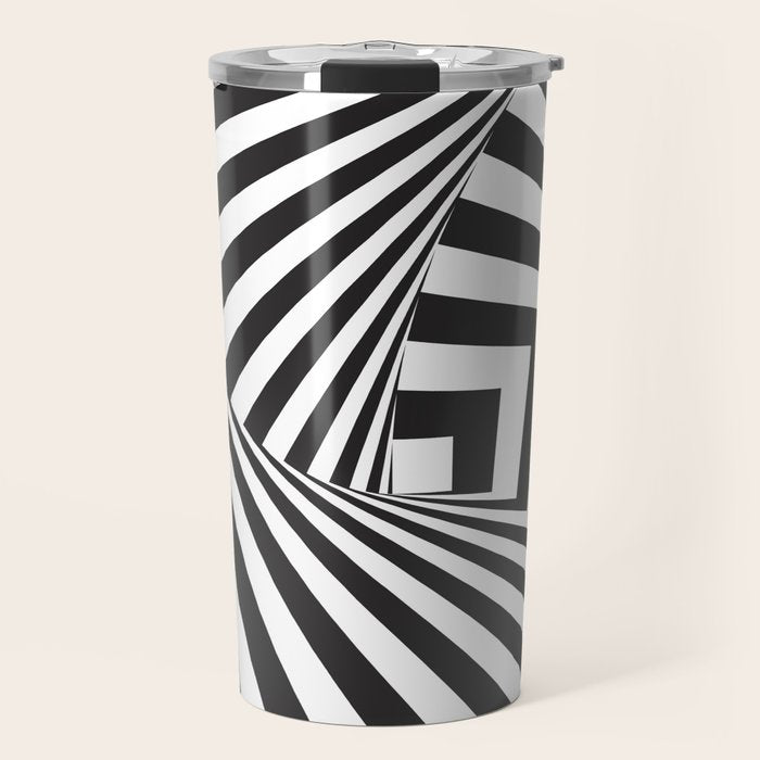Black And  White Pop Art Optical Illusion Travel Mug Gallery Image 1