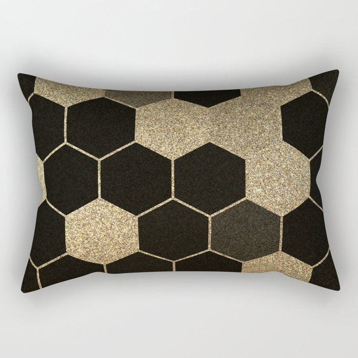 Gold,hexagons ,honeycomb geometric pattern  Rectangular Pillow Gallery Image 1