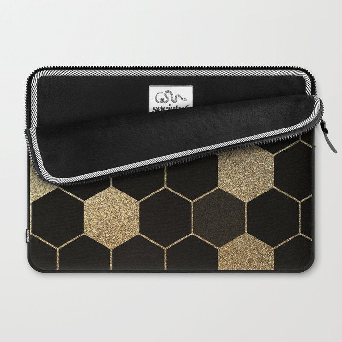 Gold,hexagons ,honeycomb geometric pattern  Laptop Sleeve Gallery Image 2