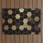 Gold,hexagons ,honeycomb geometric pattern  Outdoor Rug Gallery Image 1