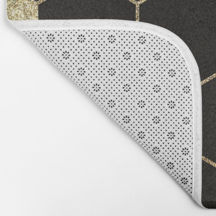 Gold,hexagons ,honeycomb geometric pattern  Bath Mat Gallery Image 2