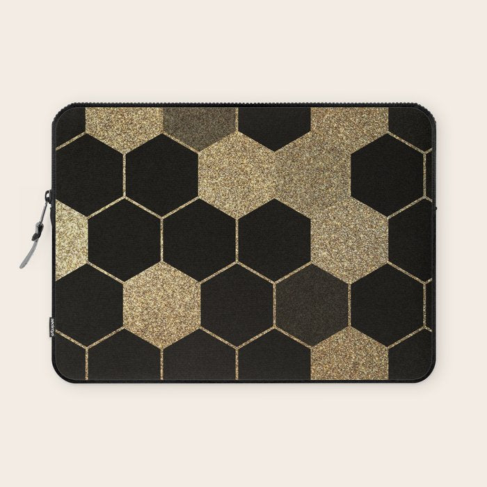Gold,hexagons ,honeycomb geometric pattern  Laptop Sleeve Gallery Image 1