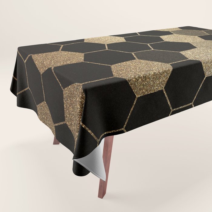 Gold,hexagons ,honeycomb geometric pattern  Tablecloth Gallery Image 1