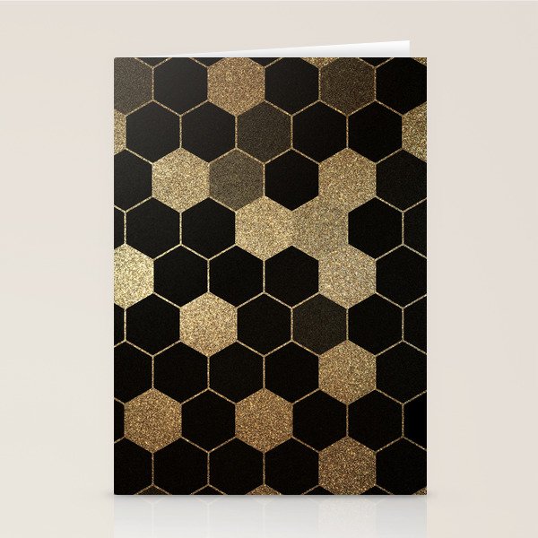 Gold,hexagons ,honeycomb geometric pattern  Stationery Card Gallery Image 1