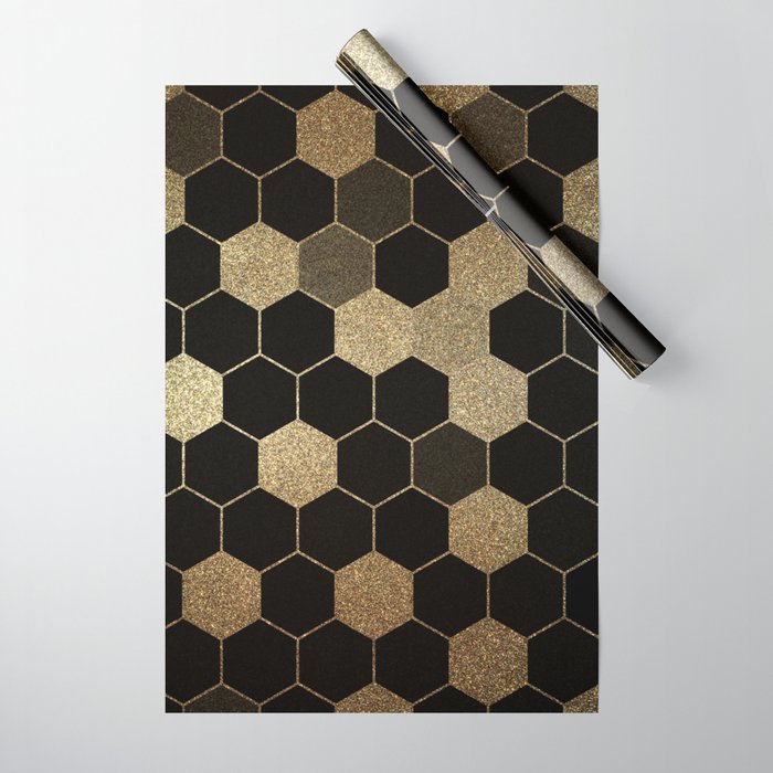 Gold,hexagons ,honeycomb geometric pattern  Wrapping Paper Gallery Image 1