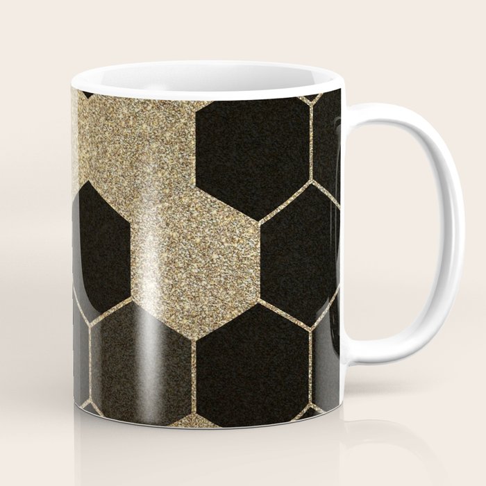 Gold,hexagons ,honeycomb geometric pattern  Coffee Mug Gallery Image 1