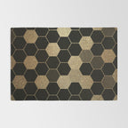 Gold,hexagons ,honeycomb geometric pattern  Rug Gallery Image 2