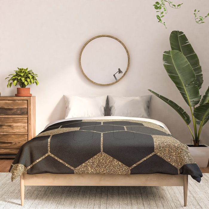 Gold,hexagons ,honeycomb geometric pattern  Comforter Gallery Image 3