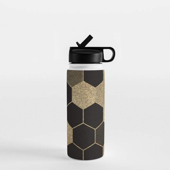 Gold,hexagons ,honeycomb geometric pattern  Water Bottle Gallery Image 1