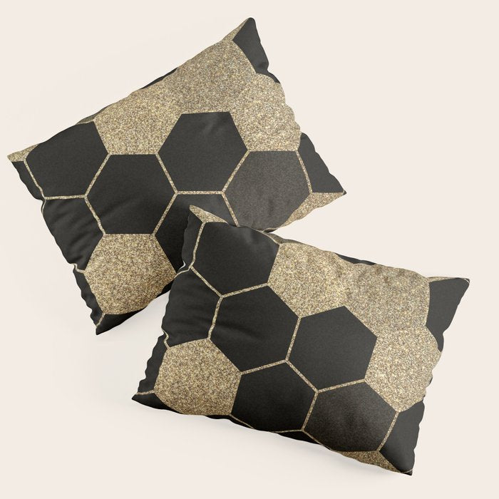 Gold,hexagons ,honeycomb geometric pattern  Pillow Sham Gallery Image 1