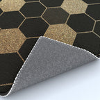 Gold,hexagons ,honeycomb geometric pattern  Rug Gallery Image 4