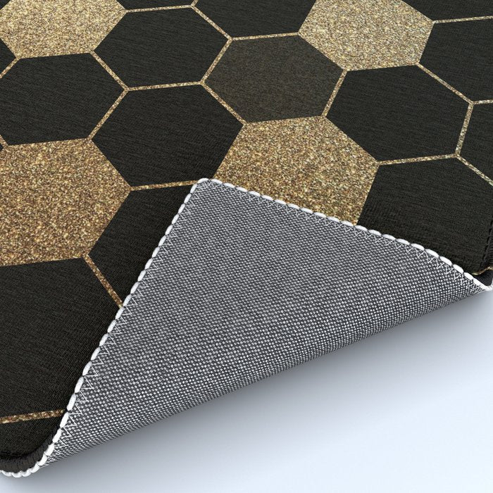 Gold,hexagons ,honeycomb geometric pattern  Rug Gallery Image 4