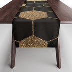 Gold,hexagons ,honeycomb geometric pattern  Table Runner Gallery Image 1