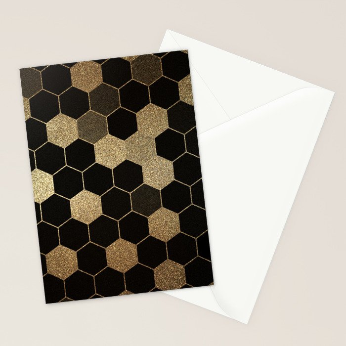 Gold,hexagons ,honeycomb geometric pattern  Stationery Card Gallery Image 2