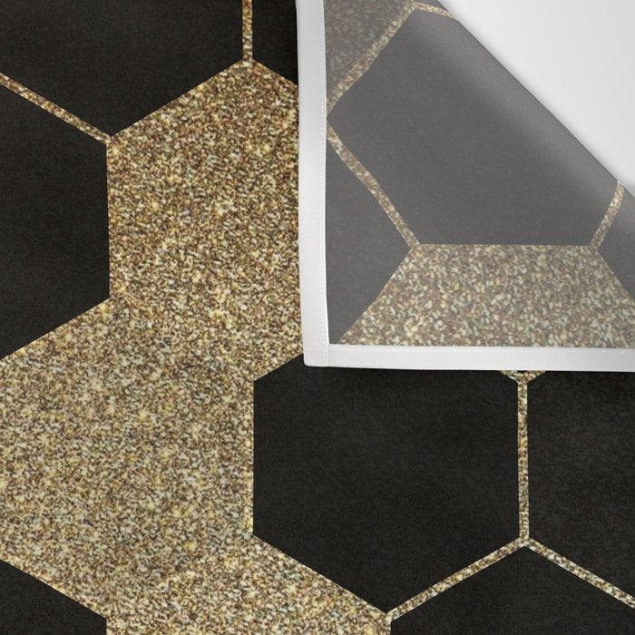 Gold,hexagons ,honeycomb geometric pattern  Wall Tapestry Gallery Image 3