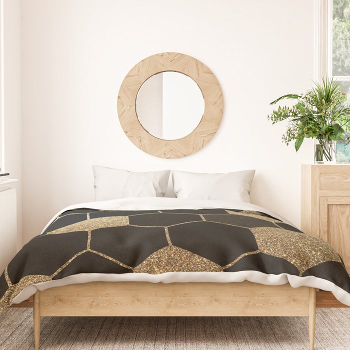 Gold,hexagons ,honeycomb geometric pattern  Duvet Cover Gallery Image 3