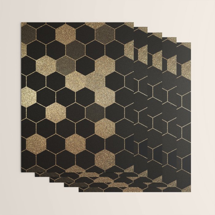 Gold,hexagons ,honeycomb geometric pattern  Wrapping Paper Gallery Image 3