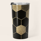 Gold,hexagons ,honeycomb geometric pattern  Travel Mug Gallery Image 3
