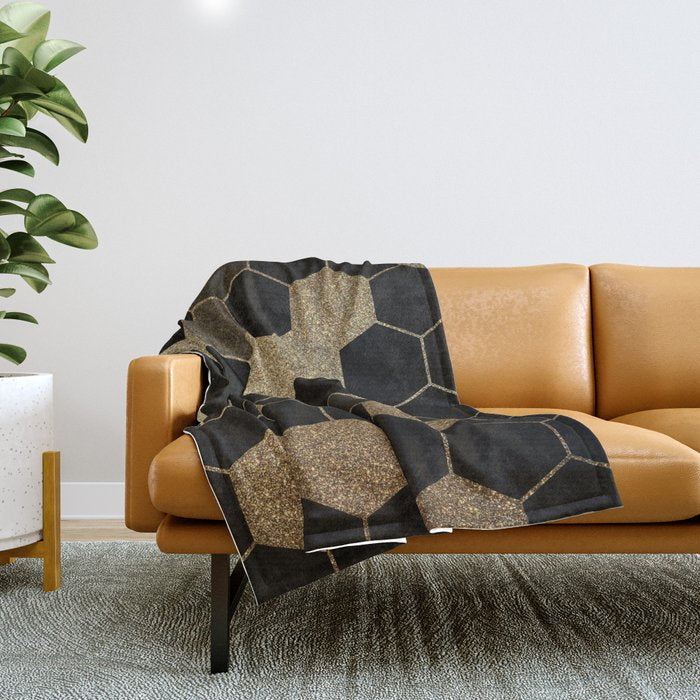 Gold,hexagons ,honeycomb geometric pattern  Throw Blanket Gallery Image 1