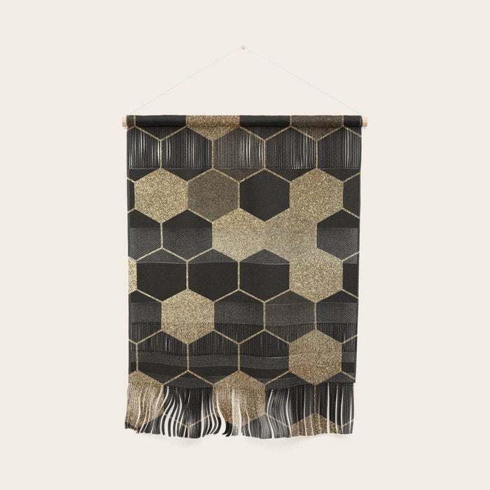 Gold,hexagons ,honeycomb geometric pattern  Wall Hanging Gallery Image 1