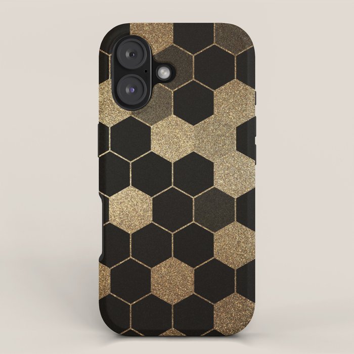 Gold,hexagons ,honeycomb geometric pattern  iPhone Case Gallery Image 1