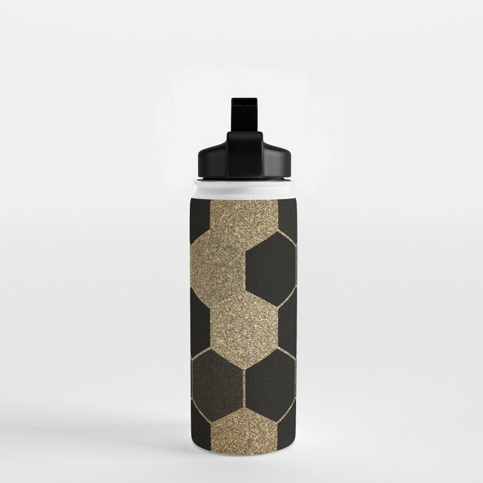 Gold,hexagons ,honeycomb geometric pattern  Water Bottle Gallery Image 2