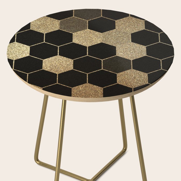 Gold,hexagons ,honeycomb geometric pattern  Side Table Gallery Image 2