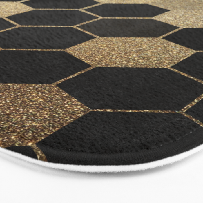 Gold,hexagons ,honeycomb geometric pattern  Bath Mat Gallery Image 3
