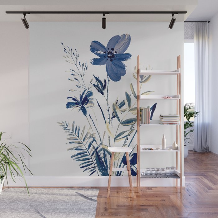 Blue flowers Wall Mural Gallery Image 1