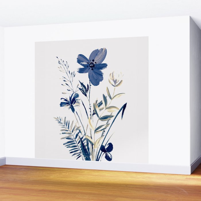 Blue flowers Wall Mural Gallery Image 2