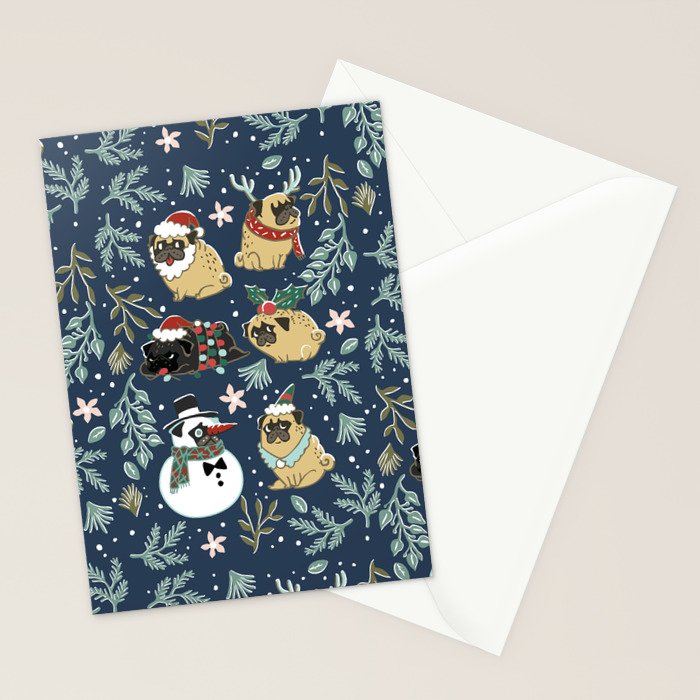 Christmas Pugs Stationery Card Gallery Image 2