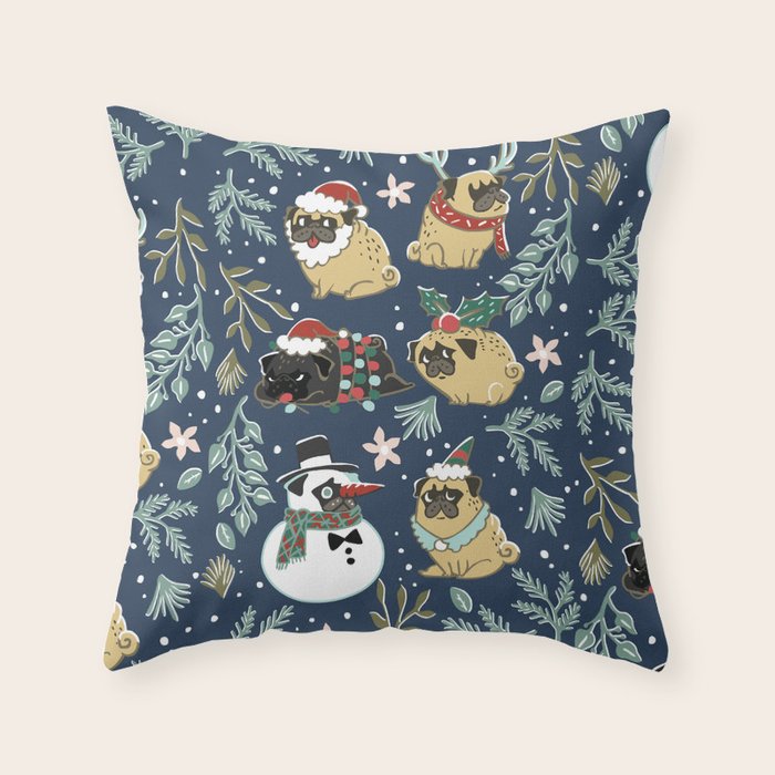 Christmas Pugs Throw Pillow Gallery Image 6