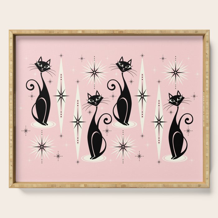 Mid Century Meow Retro Atomic Cats ©studioxtine Serving Tray Gallery Image 1