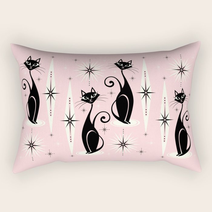 Mid Century Meow Retro Atomic Cats ©studioxtine Rectangular Pillow Gallery Image 1