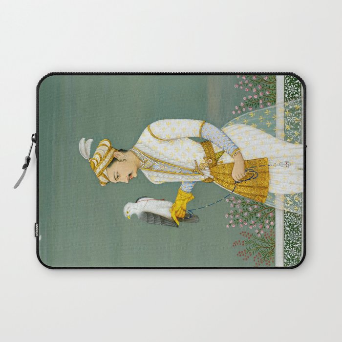 Portrait of a Prince with a Hawk 1700s India, Mughal, 18th century Indian Miniature Painting  Laptop Sleeve Gallery Image 1