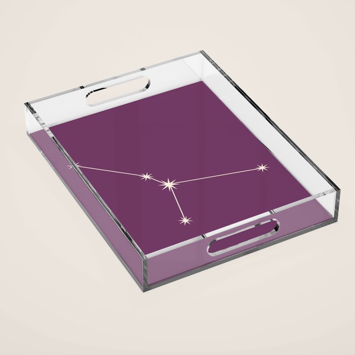 Cancer Zodiac Star Constellation Line Art Mauve Purple Acrylic Tray Gallery Image 1