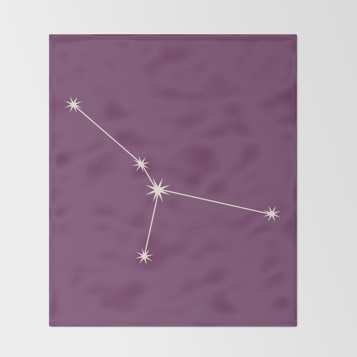 Cancer Zodiac Star Constellation Line Art Mauve Purple Throw Blanket Gallery Image 2