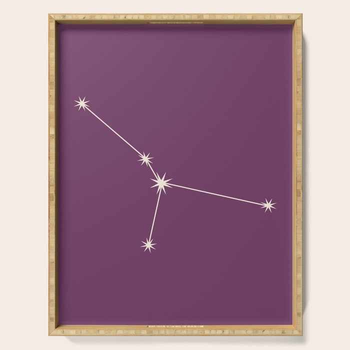 Cancer Zodiac Star Constellation Line Art Mauve Purple Serving Tray Gallery Image 1