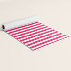 Red and White Cabana Stripes Palm Beach Preppy Yoga Mat Gallery Image 2