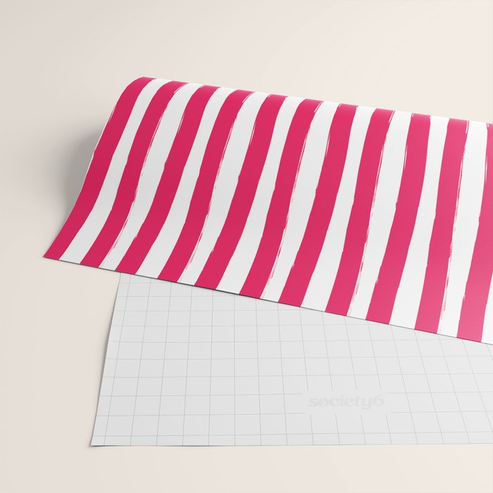 Red and White Cabana Stripes Palm Beach Preppy Wrapping Paper Gallery Image 2