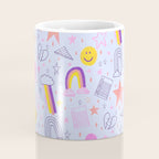 Happy Smiley Face & Retro Rainbows in Periwinkle & Pink Coffee Mug Gallery Image 4